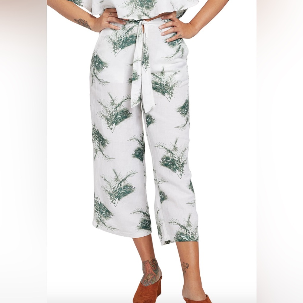 stone row Tropi Twist Tie Waist Linen Pants Medium NWOT RETAIL 68$